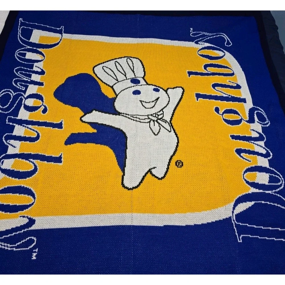 Vintage Pillsbury Doughboy Heavy Acrylic Throw Blanket 58